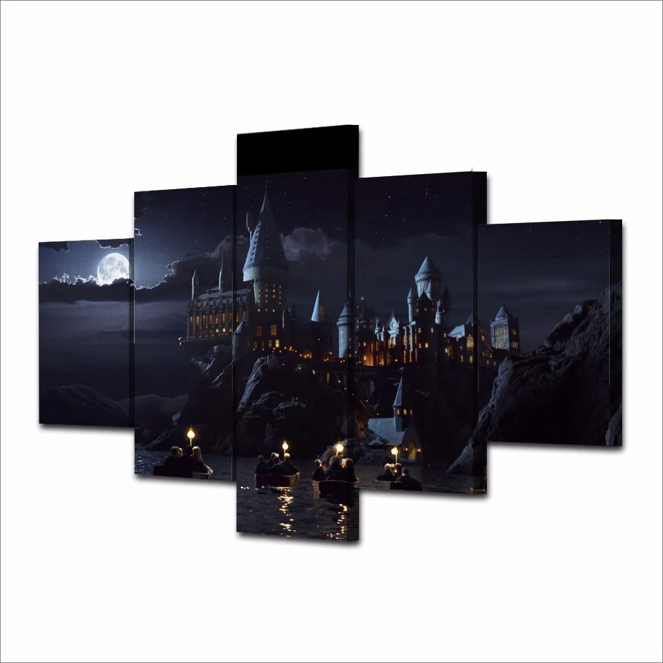 

Wall Picture Printing On Canvas 5 Pieces Harry Potter School Castle Wall Art Picture Home Decoration Living Room Canvas Print