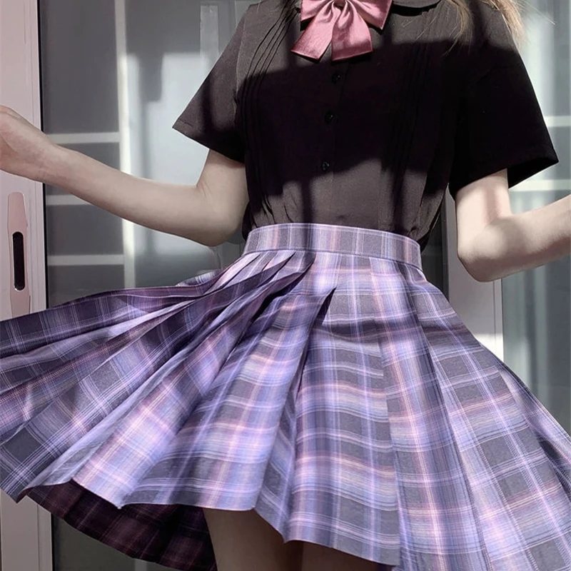 

Harajuku Schoolgirl Skirt Korean Style High Waist Plaid Skirt Mini Pleated Skirt Women COS Anime Uniform Short Plaid Skirts