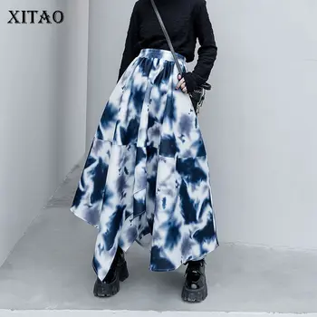

XITAO Irregular Print Skirt Fashion New Women Elastic Waist Pleated 2020 Winter Goddess Fan Casual Elegant Minority Skirt ZY2594