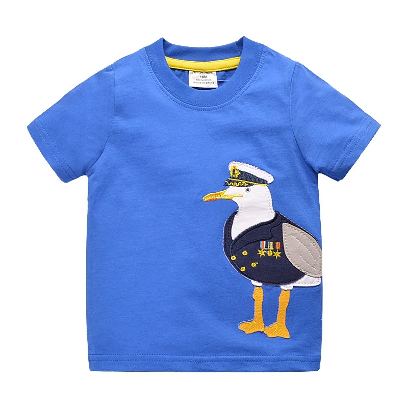 2549 blue Брендовая футболка; Летняя Детская футболка с короткими рукавами для мальчиков; брендовая хлопковая Футболка; Стильная летняя детская футболка - Цвет: 2549 blue