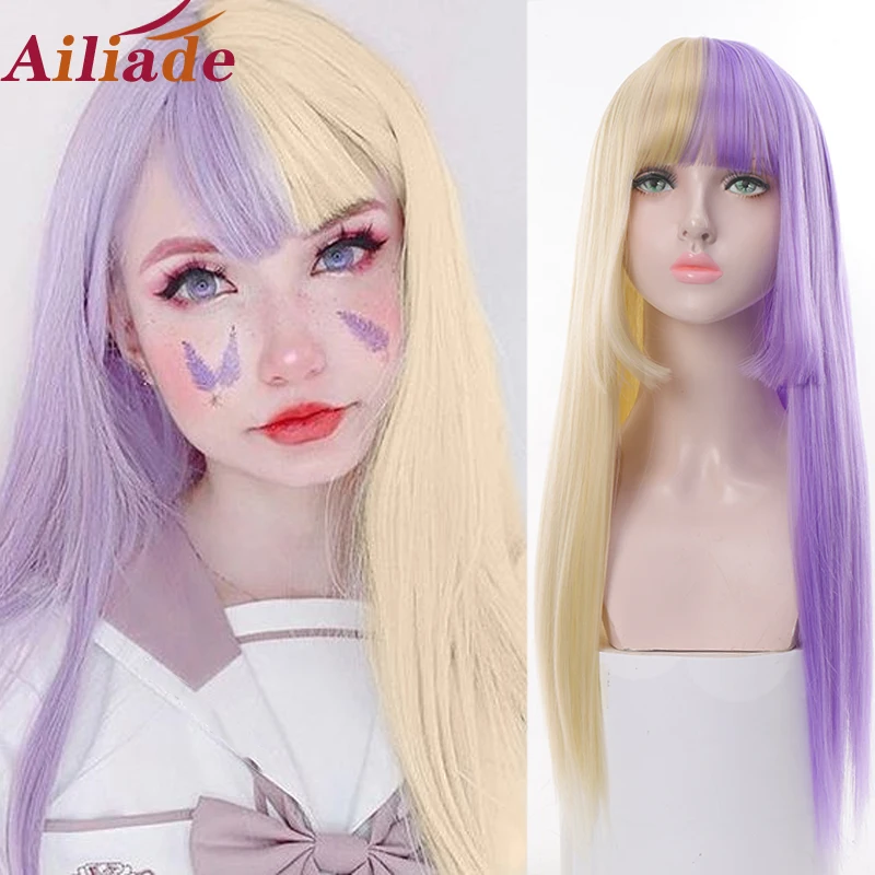 

AILIADE Blonde Wigs For Women Straight hair False Hair Synthetic Wigs With Bangs Women's Long Natural Wigs Lolita Cosplay Wig