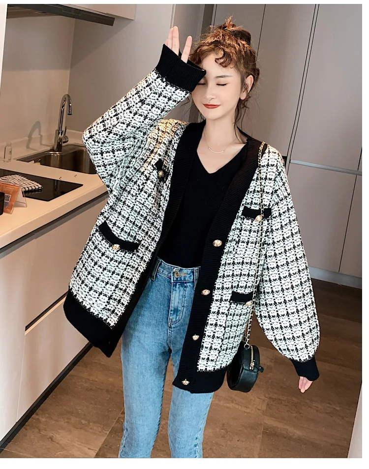 Liangsi вязаный кардиган для фотосессии, женское платье, осень, стиль, корейский стиль, Дебютант, онлайн, знаменитостей, свободный крой, Lazin