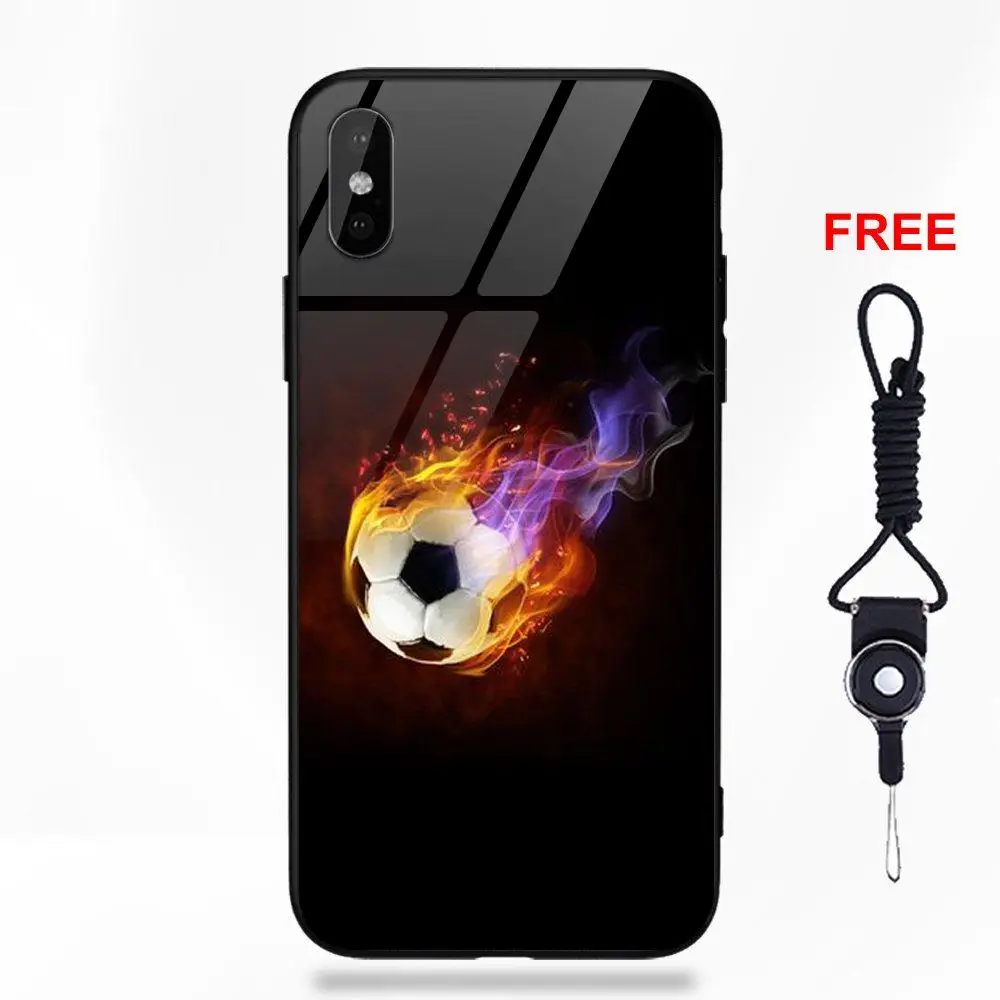 Футбольная силиконовая ТПУ оправа закаленное стекло телефон Coque для Apple IPhone X XS Max XR 5 5C 5S SE 6 6S 7 8 Plus - Цвет: as picture