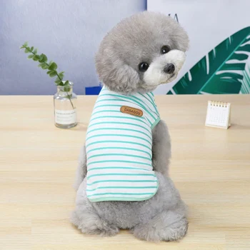 Summer Striped Dog Clothes Soft T-shirt Thin Dog Vest Striped Round Neck T-shirt For Small Dog Pet Puppy Vest Breathable T-shirt 4