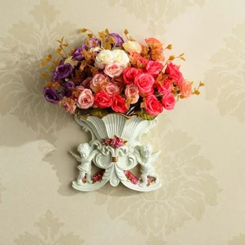 

European resin Angel wall hanging Vase wall creative living room TV background wall orname statues Home wedding decoration dies