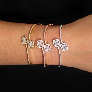 

janekelly fashion designer Top accessories fashion unique Rope Chain bangle AAA zircon micro pave hand bracelet