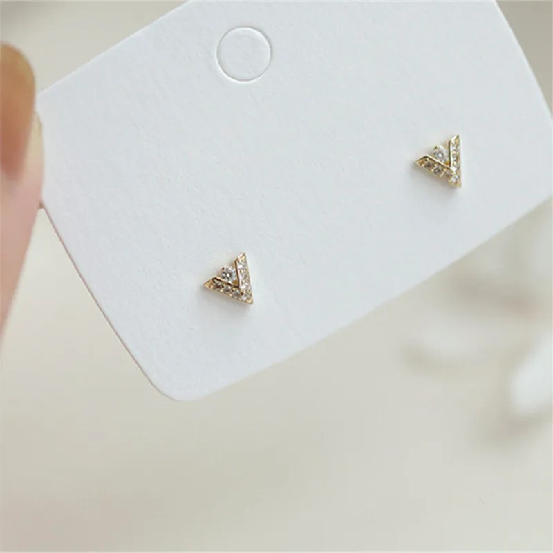 925 Sterling Silver Japanese V-shaped Pavé Crystal Stud Earrings Women Light Luxury Wedding 14k Gold Platin Jewelry Gift - Image 6