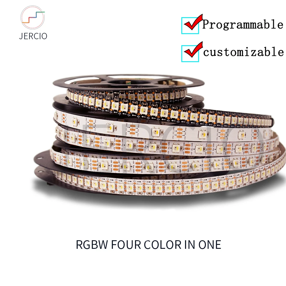 

JERCIO RGBW sk6812 WS2812B SMD 5050ic LED strip light 30/60/144 leds/pixel/m;individual addressable IP30/IP65/IP67/ DC5V made