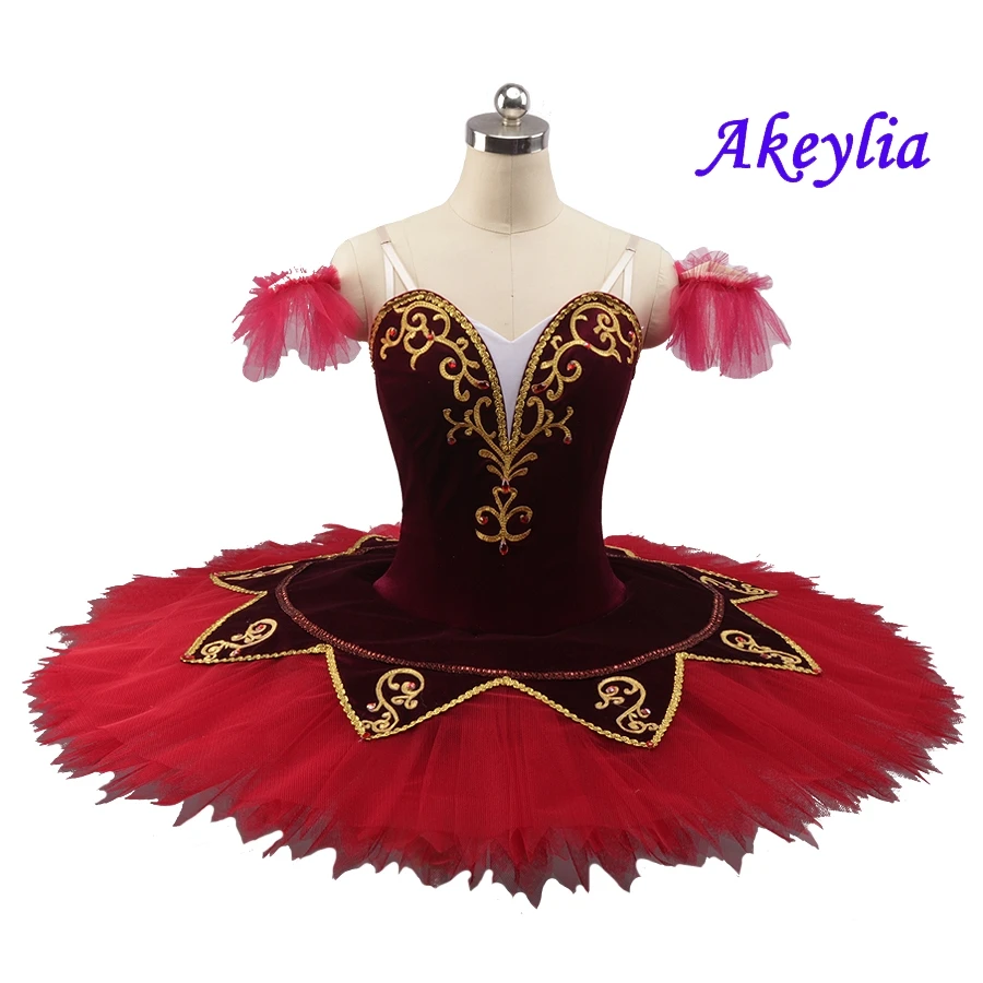 Professional Ballet Tutus Burgundy Red Adult Performance Classical Ballet Tutu Ballerina Pancake Ballet Tutu Dress For Girls