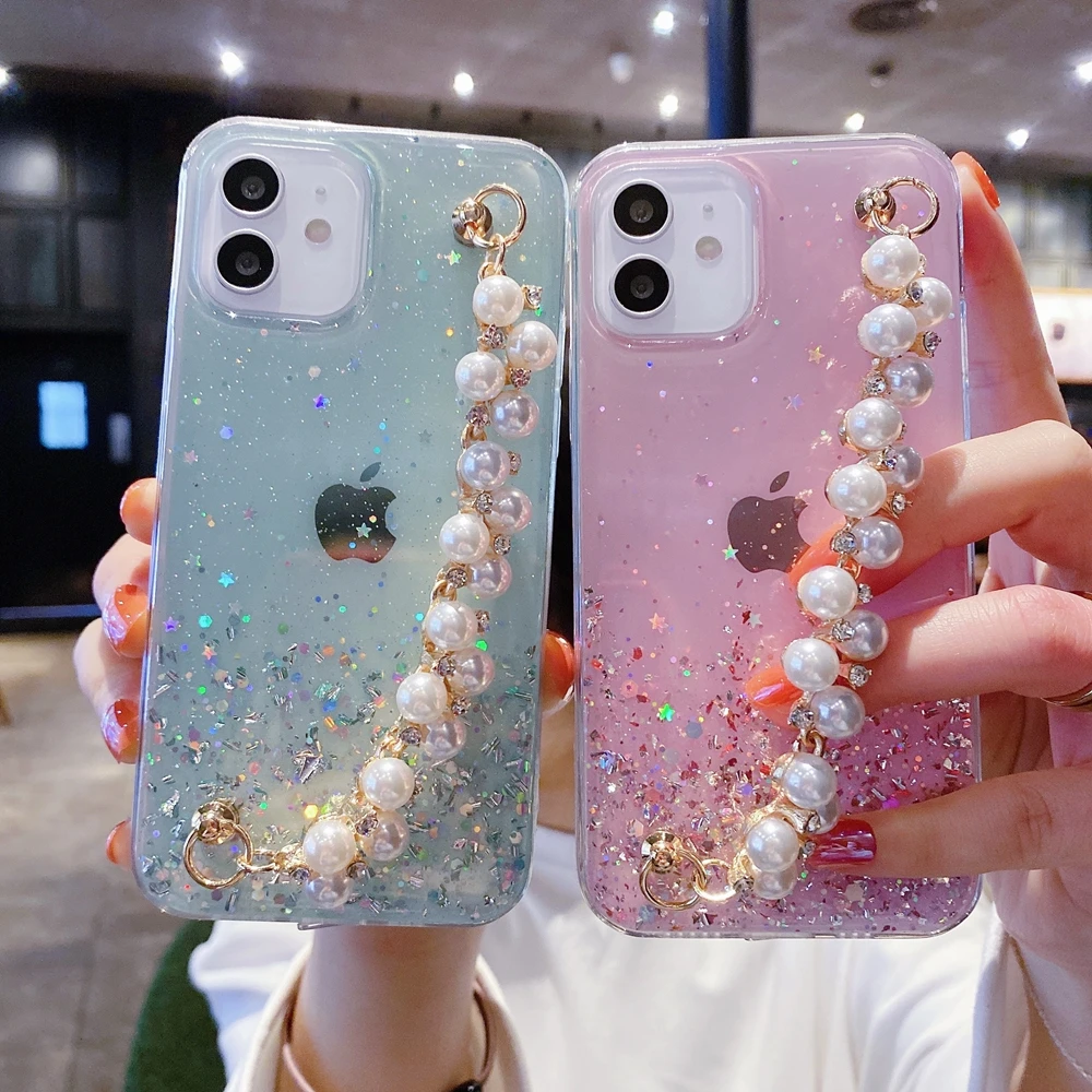 Luxury Jewelled Pearl Bracelet Phone Case For Samsung S21 FE S20 Plus S10 Lite S9 S8 S10E Note 20 Ultra 10 Pro 8 9 | Мобильные