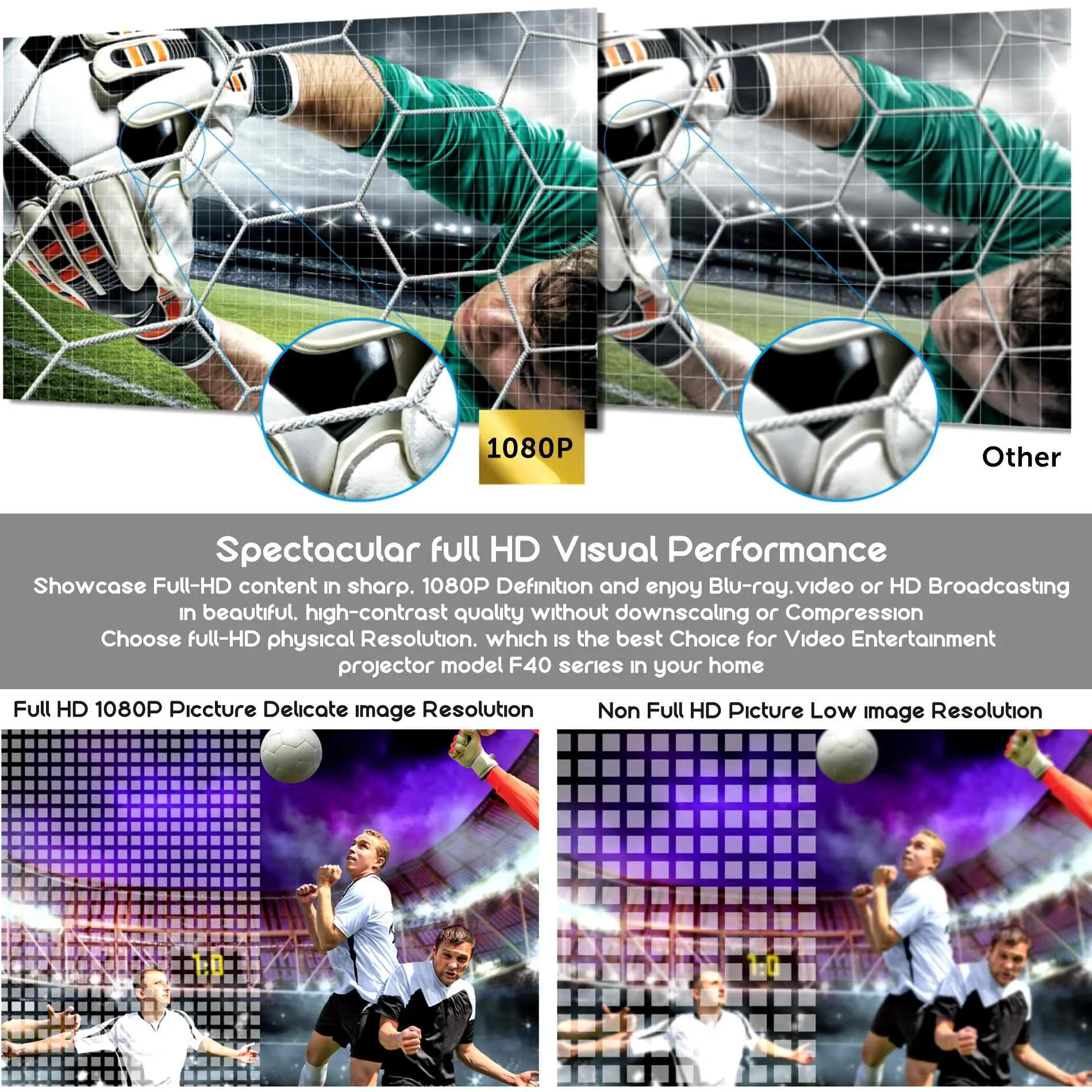 VIVIBright F40 реальный Full HD 1080P проектор 5800 люмен 3D видео проектор ТВ-палка PS4 HDMI для дома с пультом дистанционного управления