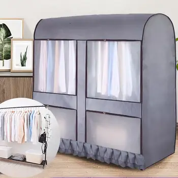 

Clothes Dust Cover Oxford Cloth Grey Floor-Standing Hanger Cover Drying Rack Dust Cover Storage Bag Household Clothing Garment B