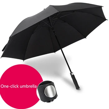 

High quality long handle semi-automatic umbrella 8 bone reinforcement windproof golf umbrella parasol free shipping sale 040