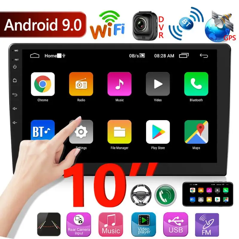Doppel DIN Android 9.0 Auto Stereo GPS Navigation Bluetooth WiFi Radio Empfänger Kopf Einheit Auto