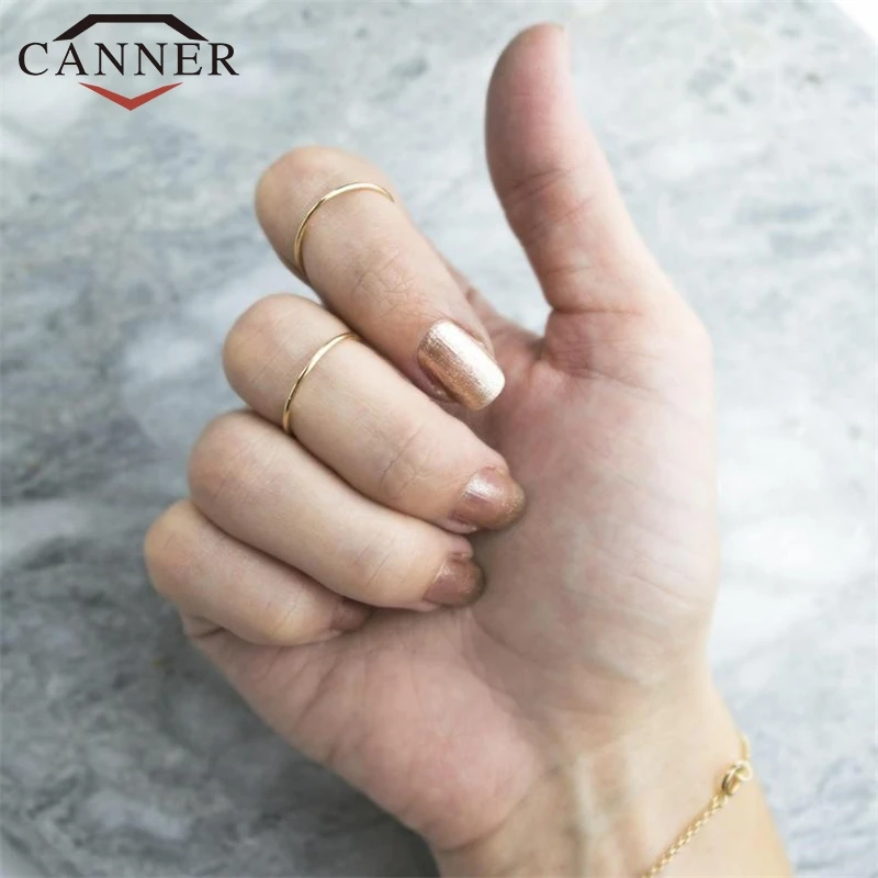 925 пробы, серебряные кольца для женщин, простые, минималистичные, гладкая линия, золото, розовое золото, серебро, тонкое кольцо на палец, модные ювелирные изделия в Корейском стиле