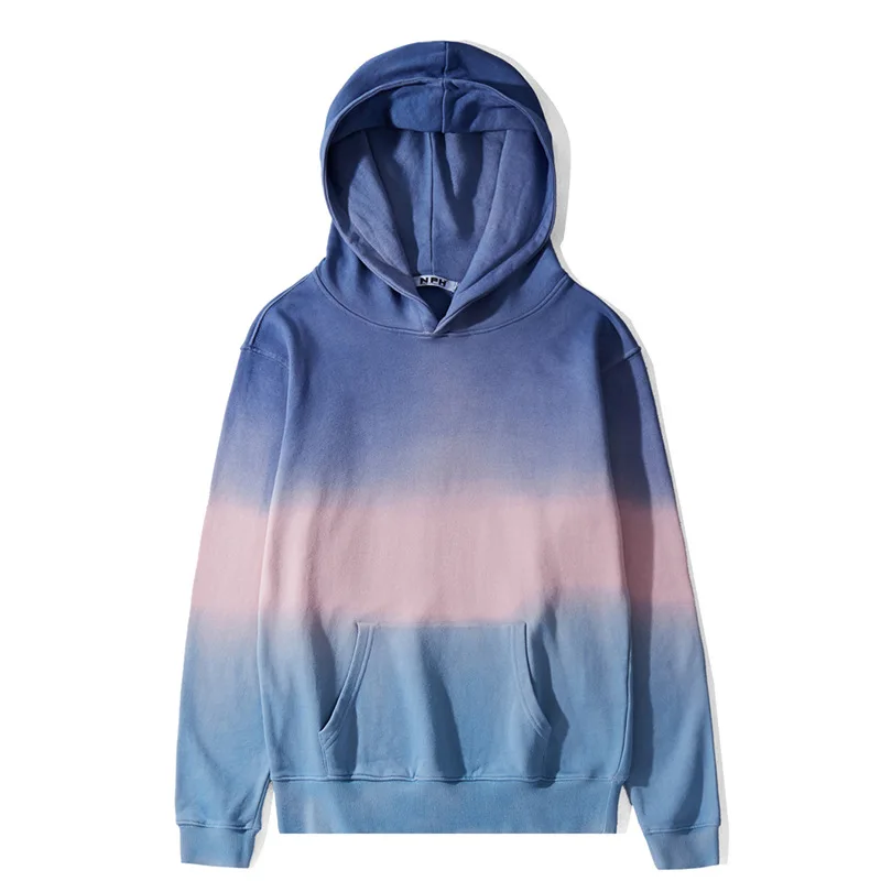 Градиент Tie Dye цветной блок Лоскутные мужские толстовки уличная хип хоп толстовки осенне-зимняя мужская толстовка с капюшоном R2321 - Цвет: PIC
