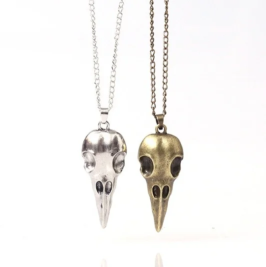 

Skull Raven Pendant Necklace Black Crow Gothic Skull Toucan head Necklace Witch Necklace Monarchy Pendant necklace