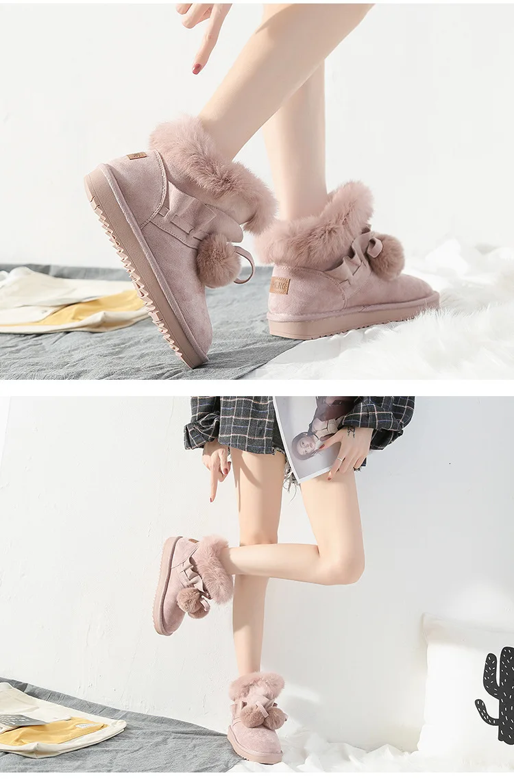 Whoholl Quality Woman Boots Round Toe Yarn Elastic Ankle Boots Thick Heel Flat Heels Shoes Woman Female Socks Boots Winter