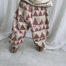 Children Winter Thick plus Velvet Corduroy Long Pants Men And Women Child Baby Korean-style Pure Cotton Loose-Fit Ankle Banded P