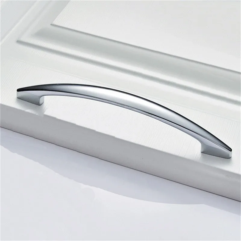 Chrome 128mm Металлические носовые ручки для кухонного шкафа, дверного шкафа, ручки для комода, шкафа и выдвижного ящика - Цвет: Chrome 128mm