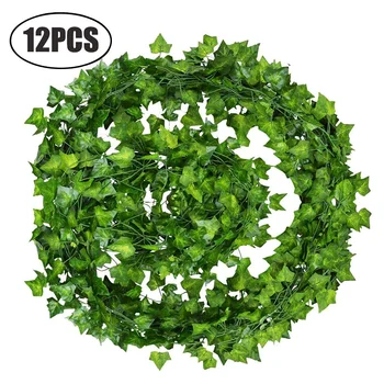 

12 Strands Artificial Plants Handmade Ivies Leaf Plants Vines Home Garden Party Decoration Hanging Garland Foliage Dropshipping