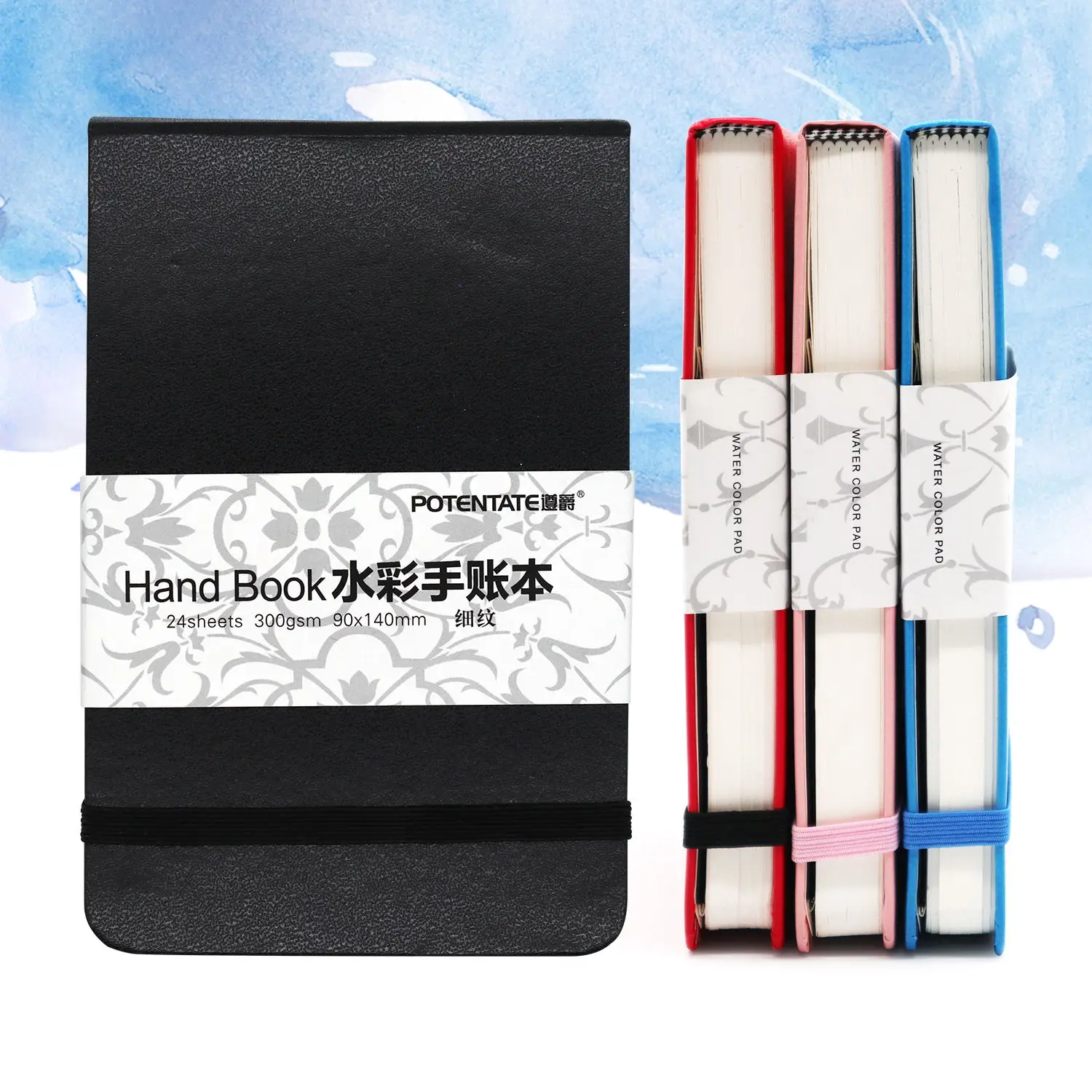 POTENTATE-Bloc de notas A6 300gsm para viajes, suministros de papelería para pintar a mano, papel de cuadernos, 24 hojas