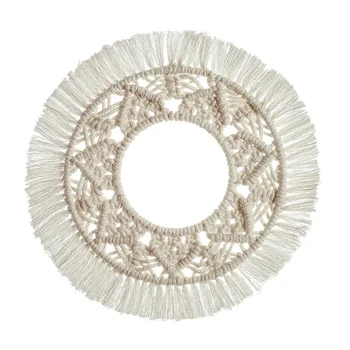 

Cotton Woven Macrame Round Tassel Tapestries Wedding Wall Hanging Decorations Living Room Home Decor Art Craft