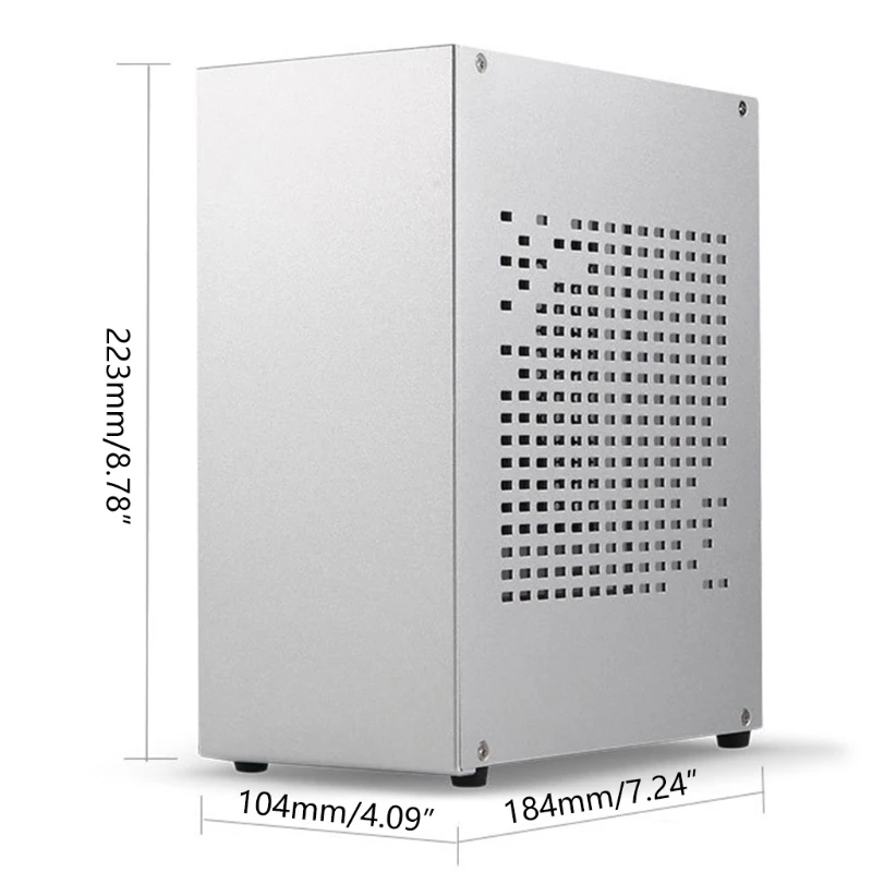 Mini-ITX Aluminum Desktop Chassis with PCIe 3.0 Riser Cable Home Theater Personal Computer HTPC Case USB3.0 Enclosure
