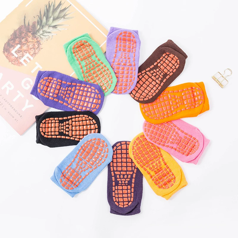 

2020 New Spring Non-slip Floor Sock for Toddler Boy Girl Rubber Sole Socks Soft Cotton Kids Socks Candy Color Child Ankle Socks