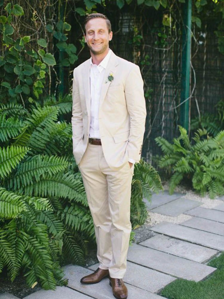 

Облегающий мужской деловой костюм ANNIEBRITNEY, бежевый, 2 шт., индивидуальный, облегающий, белый, для жениха, свадебный смокинг, для выпускного, свадьбы, мужской костюм