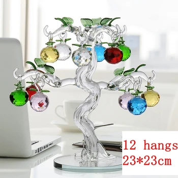 

Crystal Apple Tree with 12 8 6 Apples Fengshui Crafts Home Decor Figurines Christmas New Year Gifts Souvenirs Decor Ornaments
