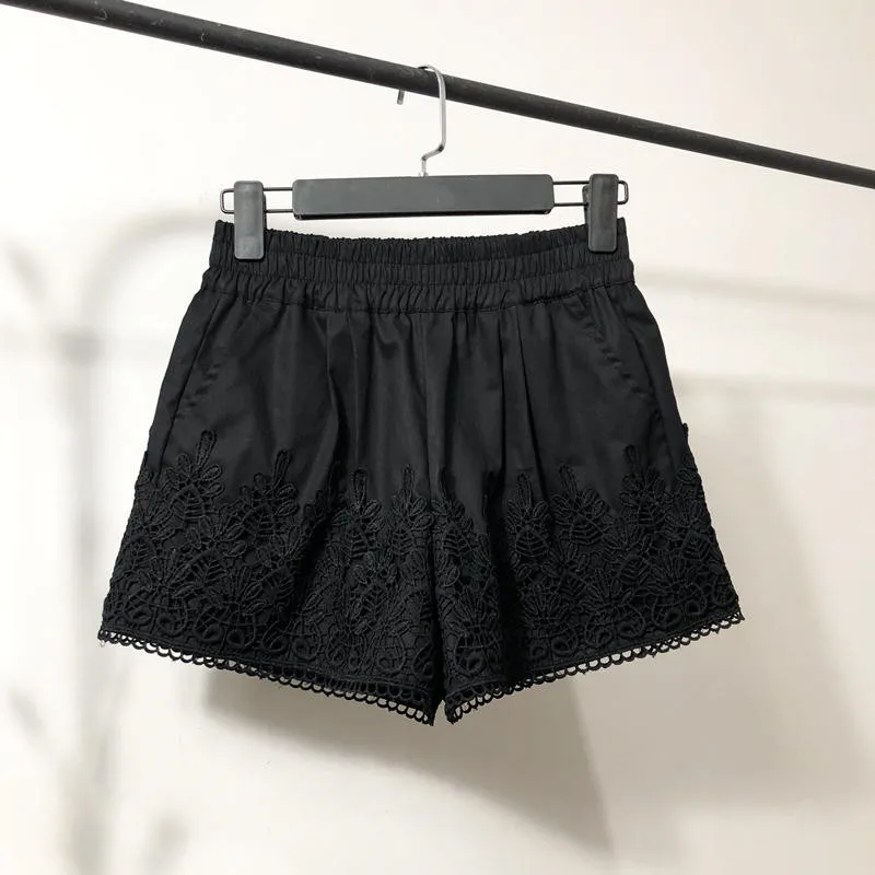 Spring Summer Lace Shorts Women Clothes Casual Harajuku High Waist Mini Shorts Feminino Loose Straight Wide Leg Shorts Q4014