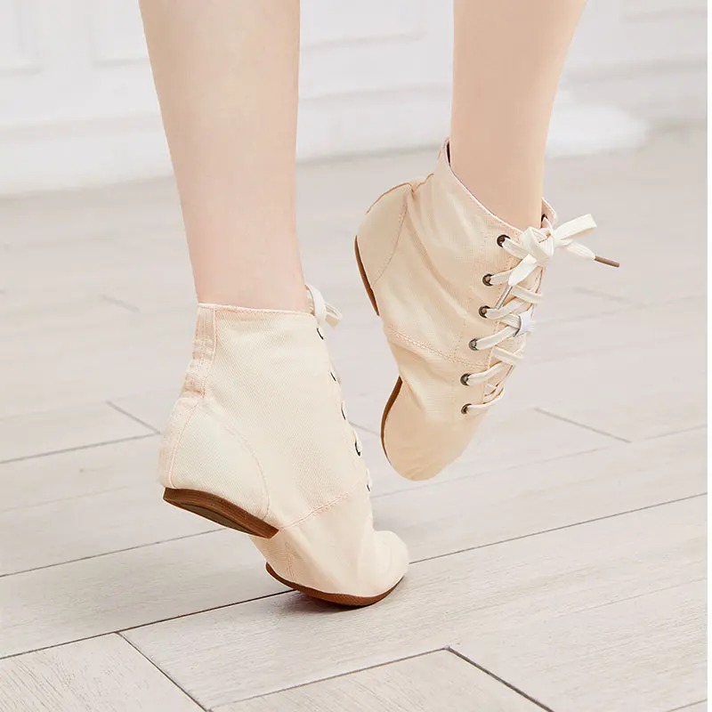 Jazz Shoes Canvas Jazz Dancing Shoes Ankel Length Dance Boots Split Sole Shoes For Girls Kids Adults Children China Size 26-45 3