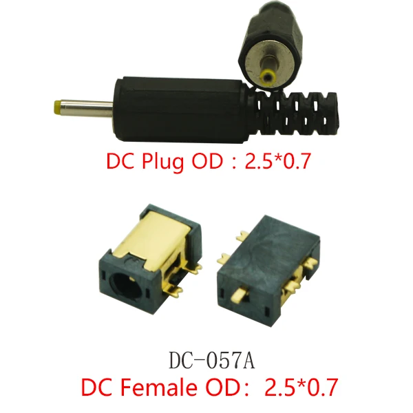 

10pieces DC-057A SINK TYPE DC Connector For Tablet Notebook Charging Female DC power jack SMD PCB Mounting 2.5mmx0.7mm