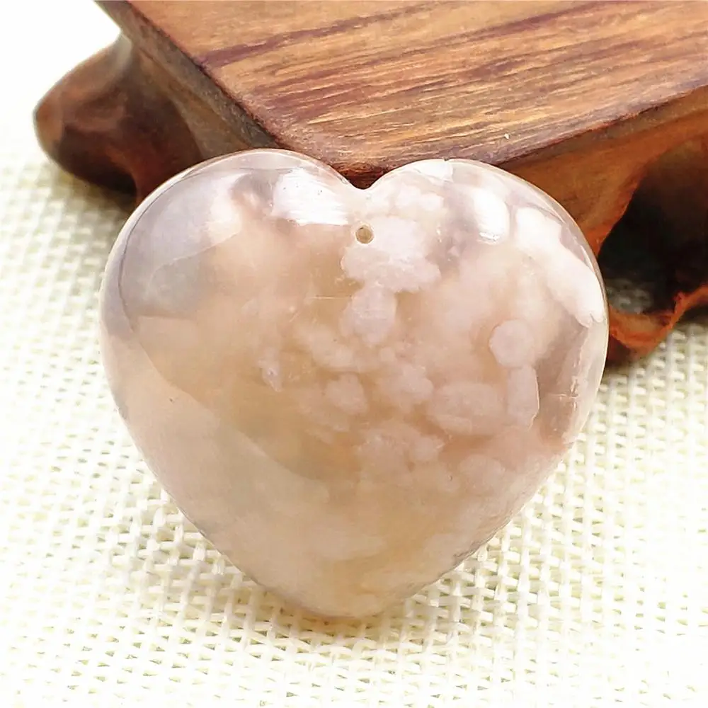 

Genuine Natural Cherry Agate Orange Women Men Pendant 34x32x11mm Orange Rare Heart Love Shape Stone Flower Crystal AAAA