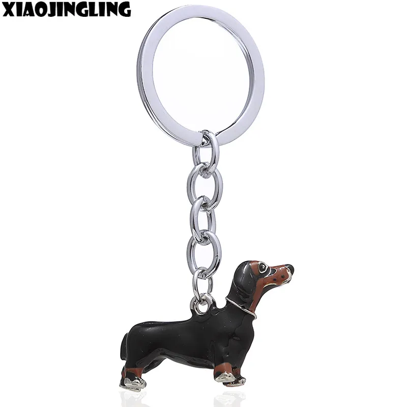 XIAOJINGLING 3D собака брелок для автомобиля черное кольцо из эмали сплава животных