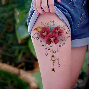 

Waterproof Temporary Tattoo Sticker gold leaf flower diamond necklace cross tattoos fake tatto flash tatoo for girl women men