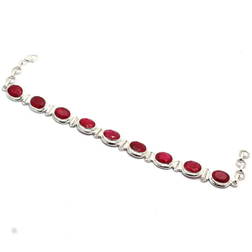

Genuine Ruby Bracelet 925 Sterling Silver, 21.5 cm, 2SBR0103