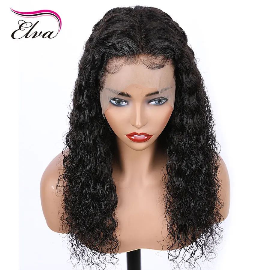 Волосы ELVA полностью кружевные человеческие волосы парики парик из волнистых волос для черных женщин бразильские волосы remy с детскими