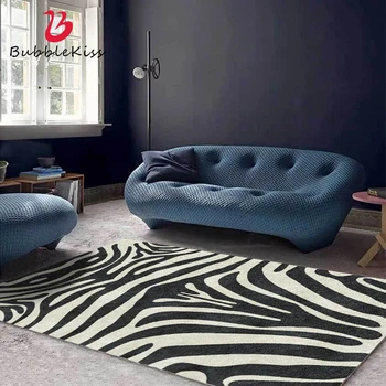 

Bubble Kiss Carpets For Living Room Polyester Rugs Imitation Tiger Skin Black White Carpet Bedroom Decor Coffee Table Area Rug
