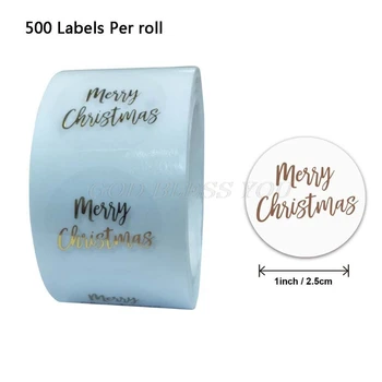 

500pcs/roll Round Gold Foil Merry Christmas Sticker Seal Label for Envelope Cards Baking Gift Package Scrapbooking Decor