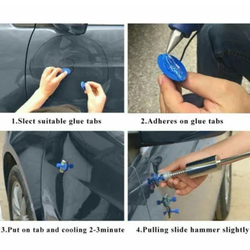 

18pcs Blue Car Dent Repair Tool Door Body Pulling Tab Removal Puller Hammer Kit
