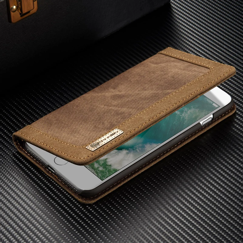 Роскошный чехол CaseMe из джинсовой ткани с откидной крышкой и бумажником для карт