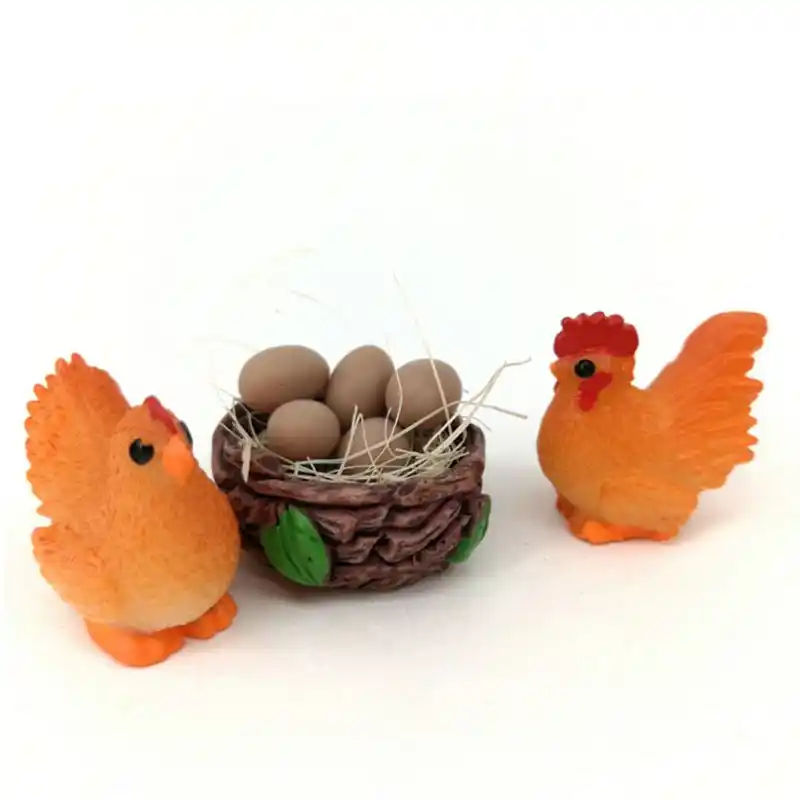 Escala 1: ninho De Ovos de Galinha galo 12 Conjunto Miniatura de Mini Casa De Bonecas Casa de Boneca Frango Decoração Presente Das Crianças Pretend Play Toy