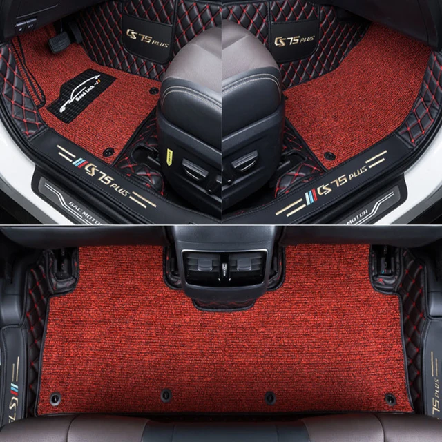 Car Floor Mats For Changan CS75 Plus 2021 2022 Double Layer Custom Auto Foot Pads Leather Carpet Cover Interior Floorliner Red Double layer