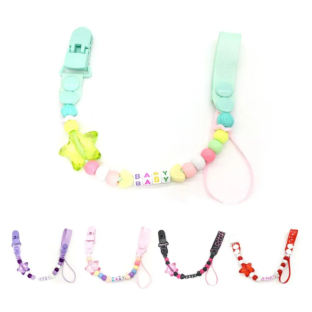 

2019 Baby Soother Beaded Pacifier Clip Chain Teether Anti-Fall Clip Chain Nipple Holder For Infant