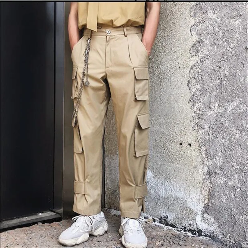 Summer cotton overalls wide leg pants men's trend casual straight tube multi-pocket trousers High quality overalls for me