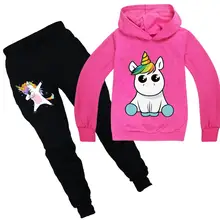Костюм единорога; детские толстовки; модная детская футболка с капюшоном; пальто для маленьких девочек; детская одежда для мальчиков; трикотажные спортивные костюмы для подростков