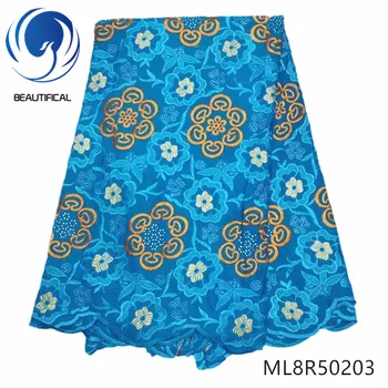 

BEAUTIFICAL Cotton lace fabrics 2019 New nigerian swiss lace fabric with stones 5yards embroidery voile lace for dress ML8R502