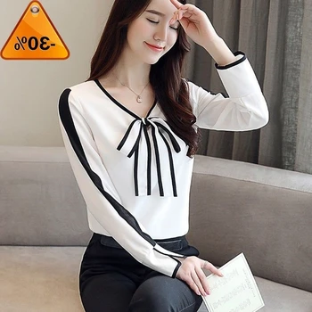 

Chiffon Tops Women Long Sleeve Sweet Thin Women's Wild Korean Shirt
